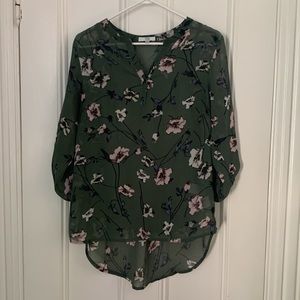 Q&A Mileigh Split Neck Blouse with Attached Cami